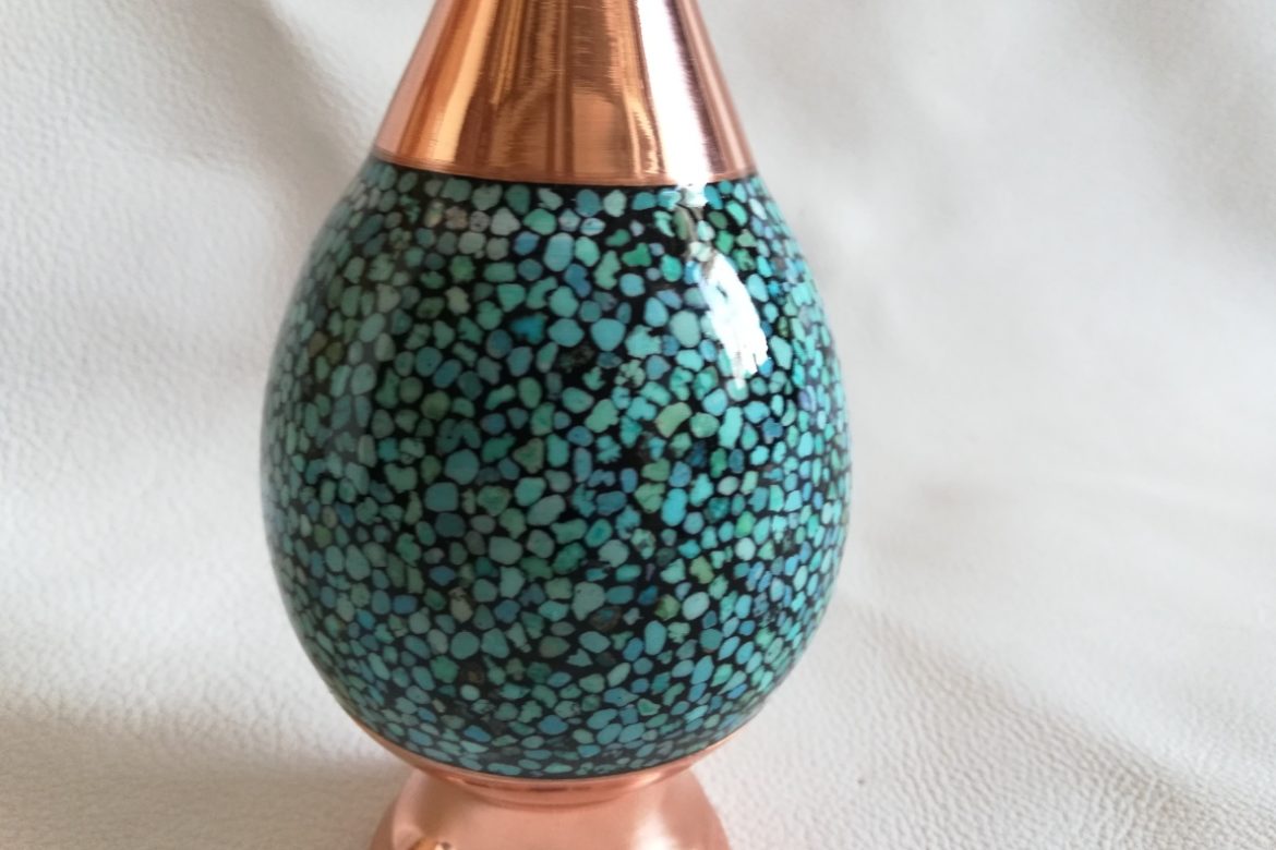 Vase moyen cuivre et turquoise_Galerie Shirazi_Pau_C6SB.a